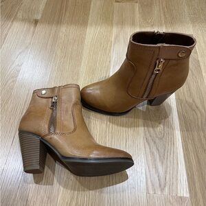 EUC Apt. 9 cognac zipper faux leather booties